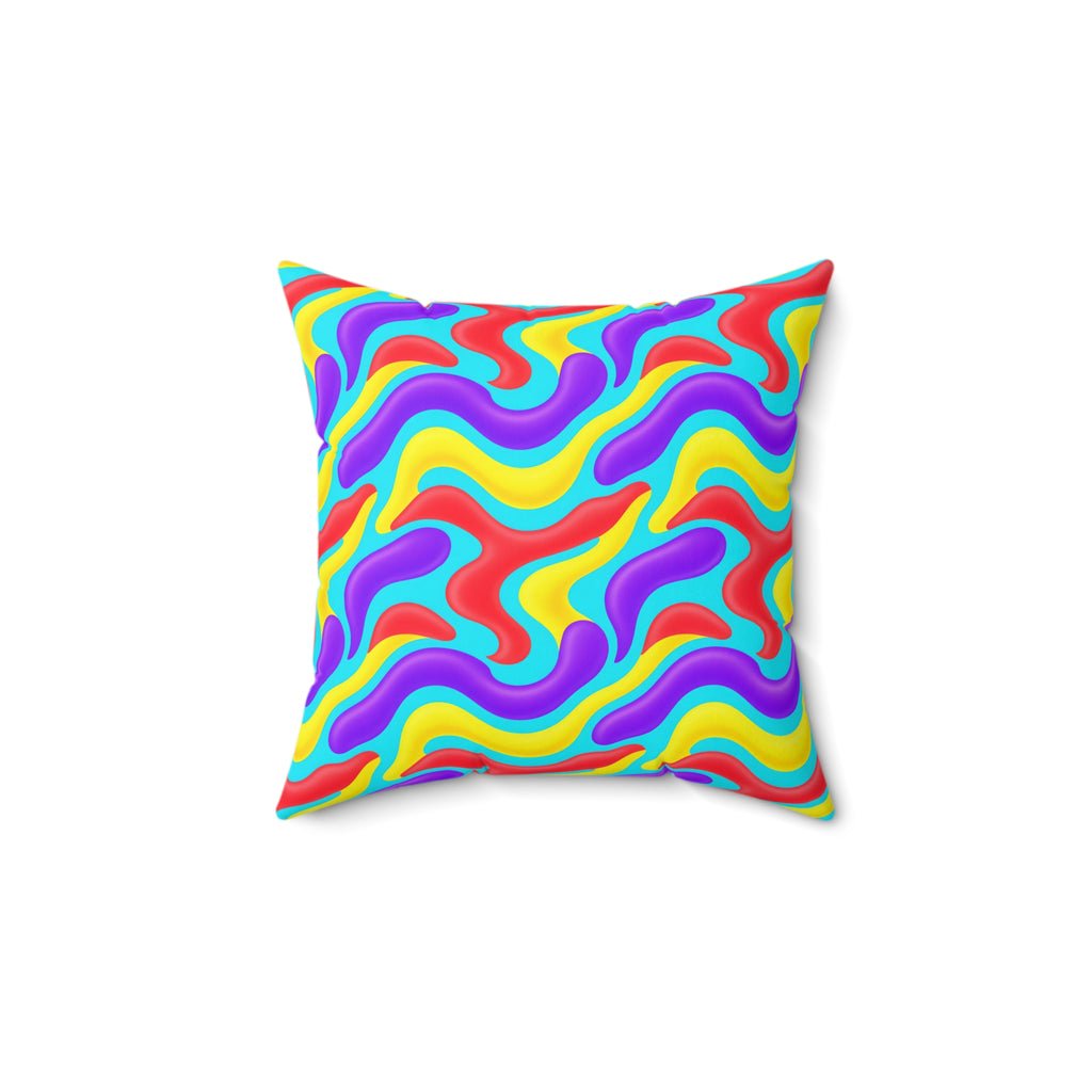 Liquid Band Ripple Faux Suede Cushion – Op-Art Fluid Bands Pattern