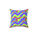 Liquid Band Ripple Faux Suede Cushion – Op-Art Fluid Bands Pattern
