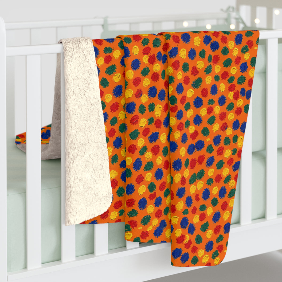 Stippled Dabs Sherpa Fleece Blanket – Expressionist Brushstroke Abstract Pattern