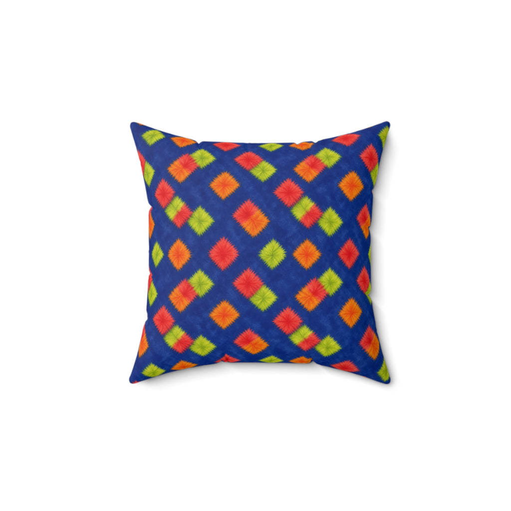 Fold Square Bleed Faux Suede Cushion – Tie-Dye Pattern