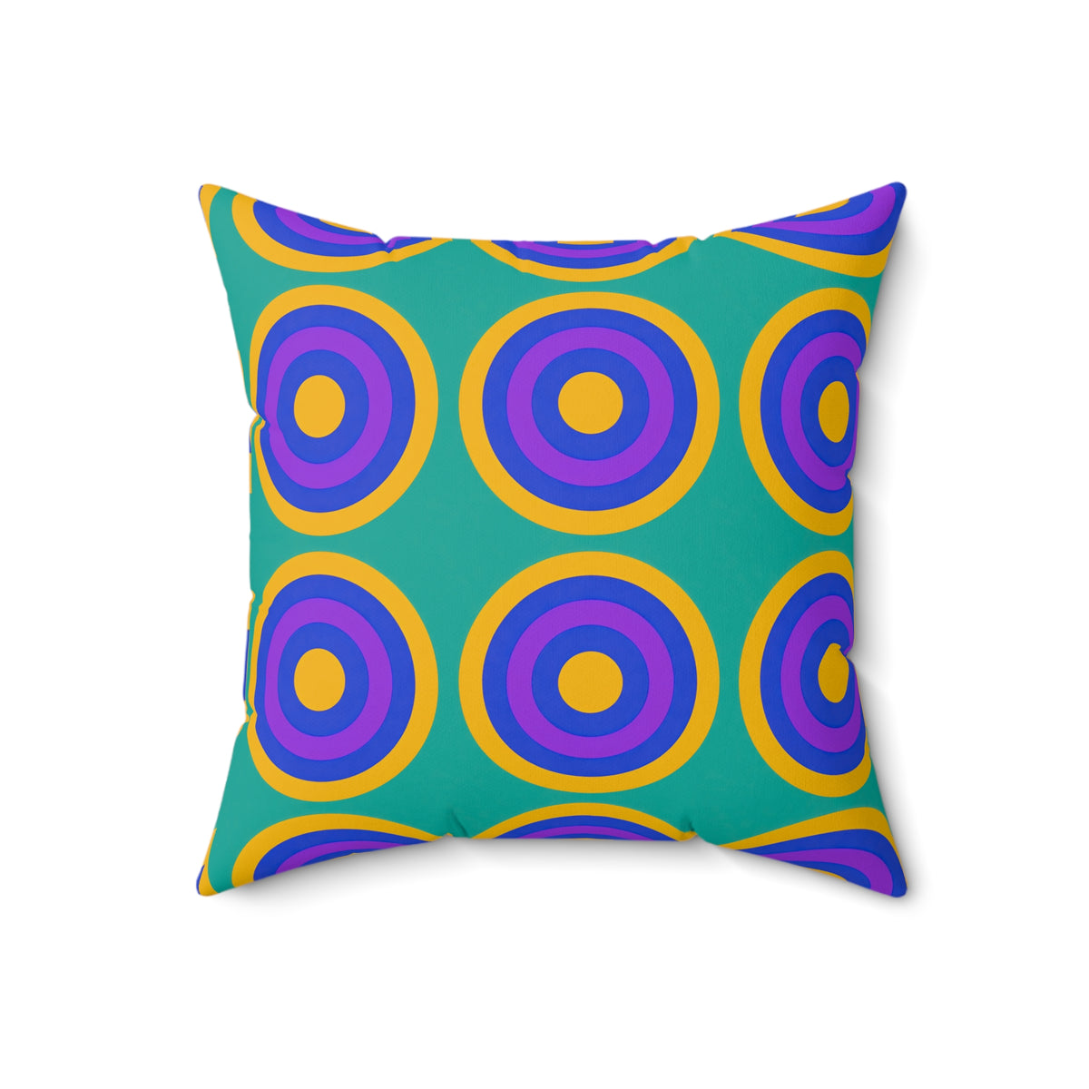 Mega Ring Grid Faux Suede Cushion – Peacock Jewel