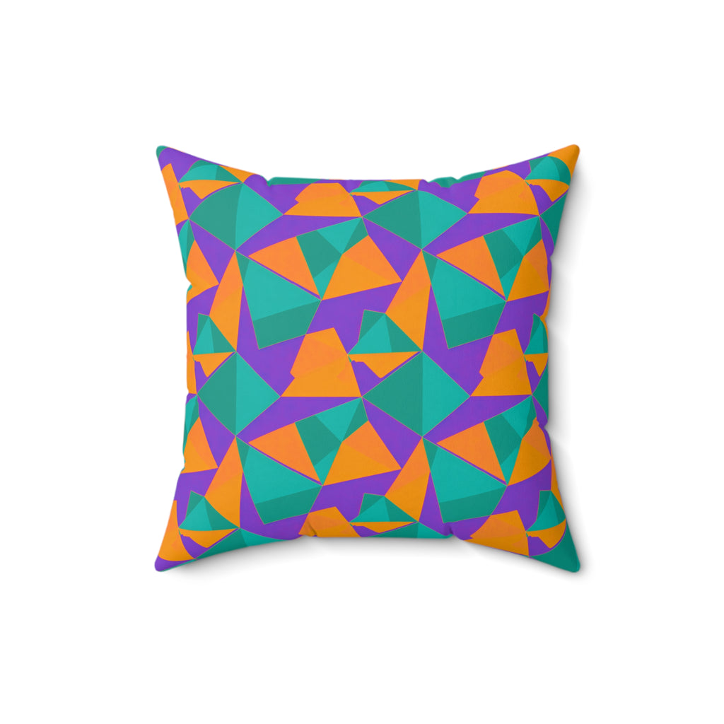 Faceted Gold Panels Faux Suede Cushion – Peacock Jewel
