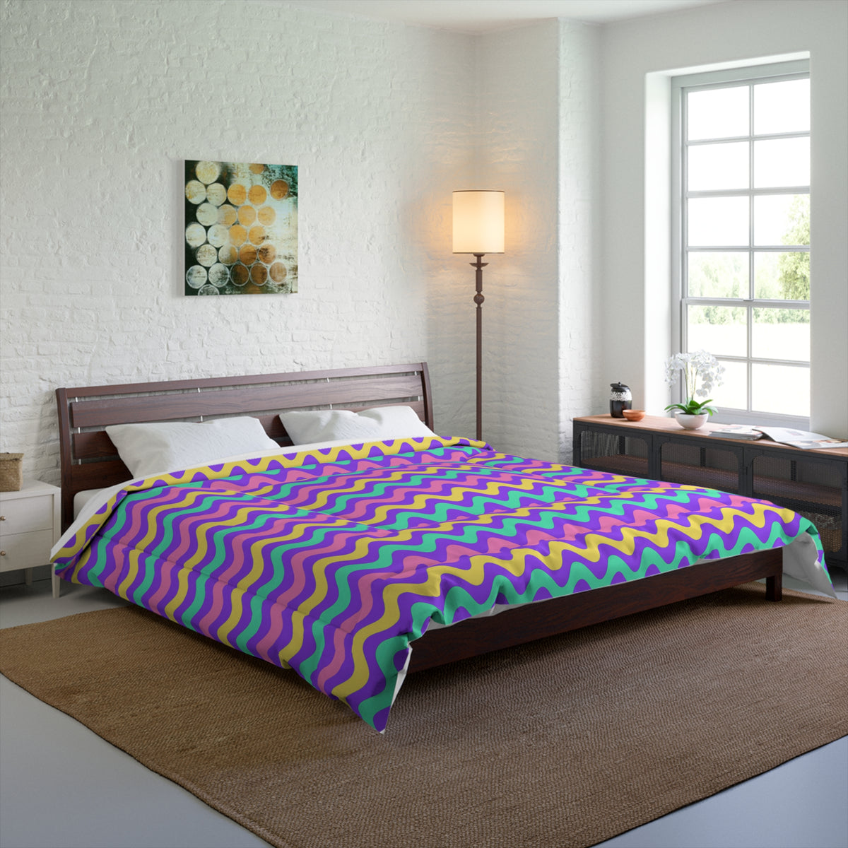 Big Ripple Chevrons Comforter – Candy Pastel on Grape