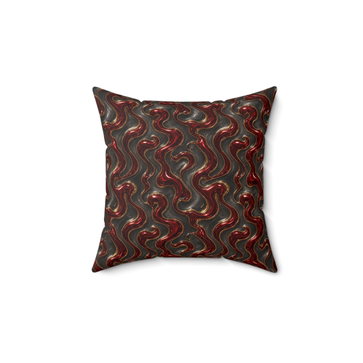 Garnet Mercury Swirl Faux Suede Cushion – Iridescent Fluid Pattern