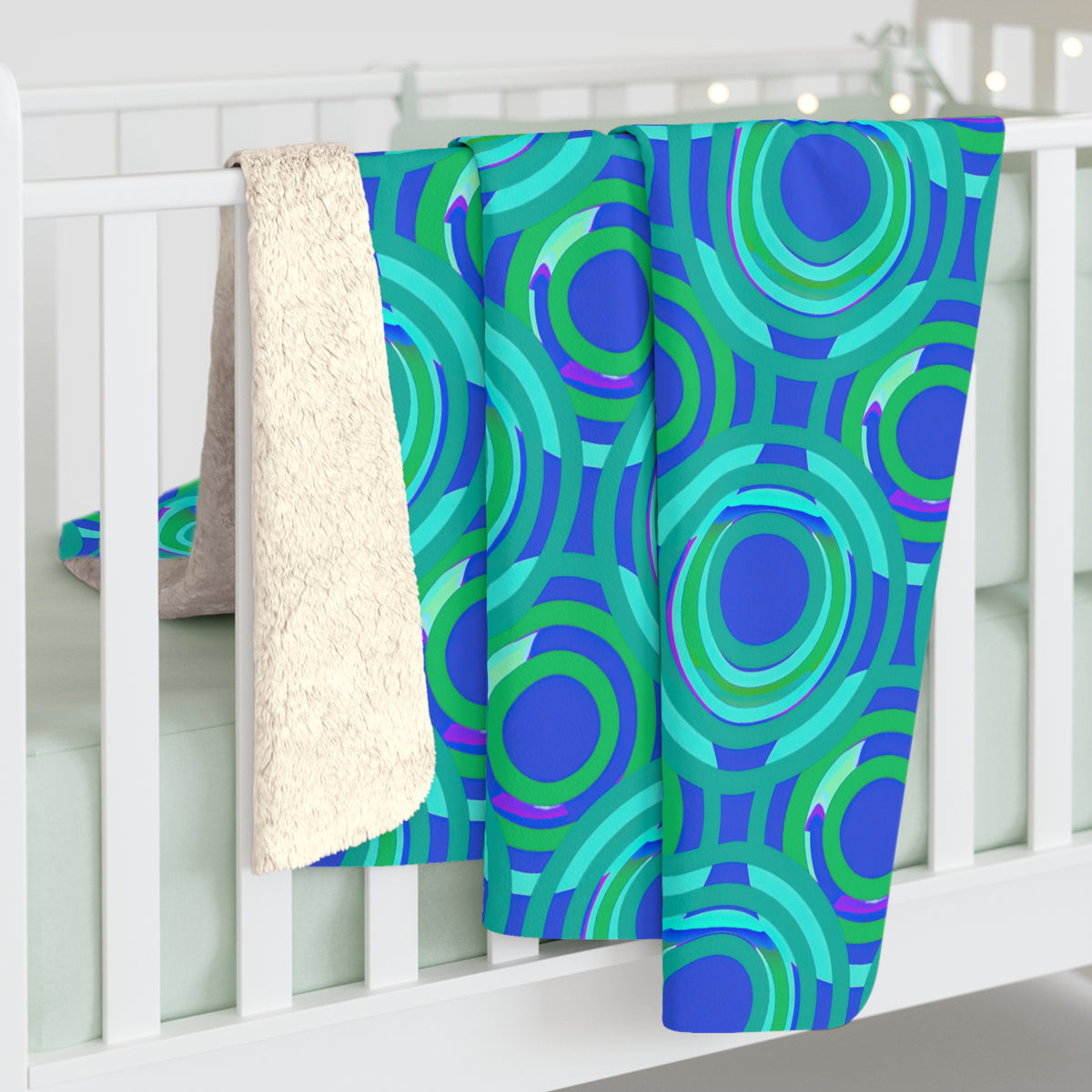 Interlocking Ring Ripples Sherpa Fleece Blanket – Ocean Jewel