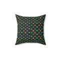 Emerald Silver Beads Faux Suede Cushion – Liquid Chrome Pattern