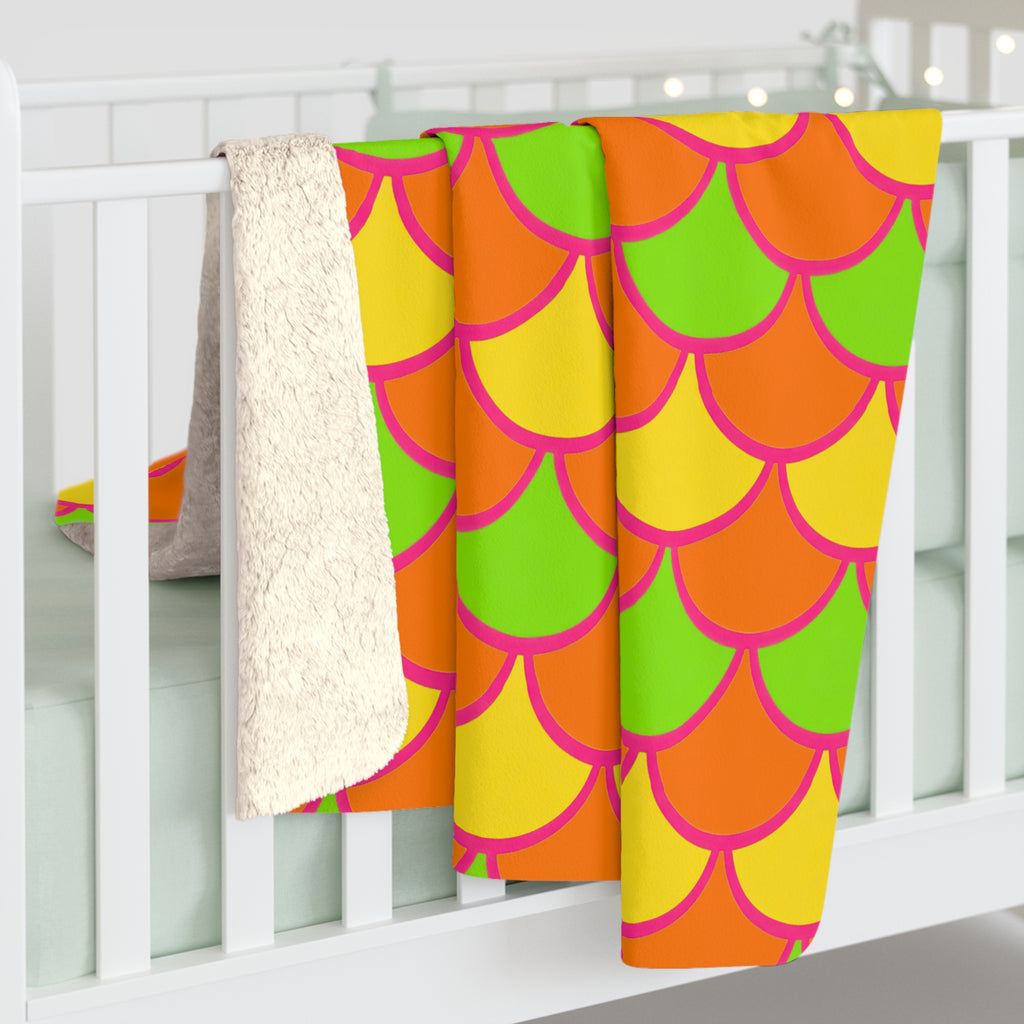 Big Jewel Scales II Sherpa Fleece Blanket – Hot Citrus Festive