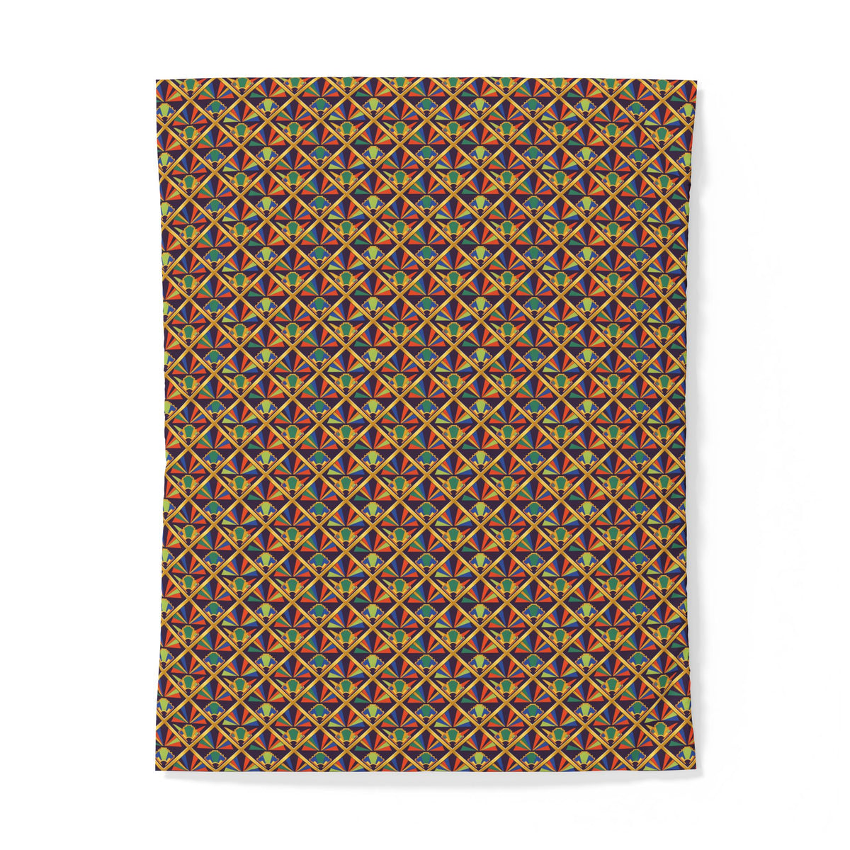 Gilded Lattice Sunburst Cotton Duvet Cover – Art Deco Geometric Pattern