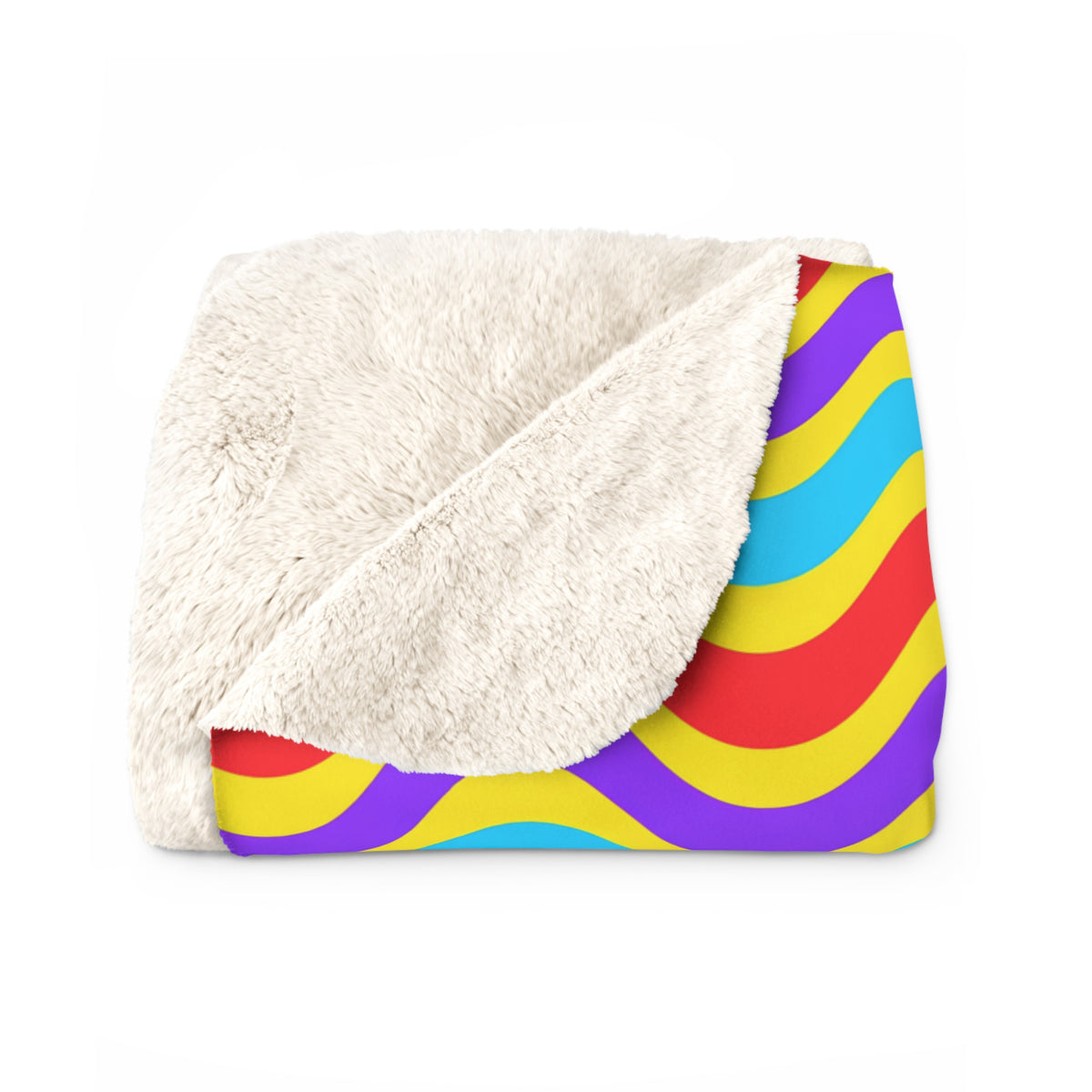 Wide Wave Interference Sherpa Fleece Blanket – Op-Art Waves Pattern