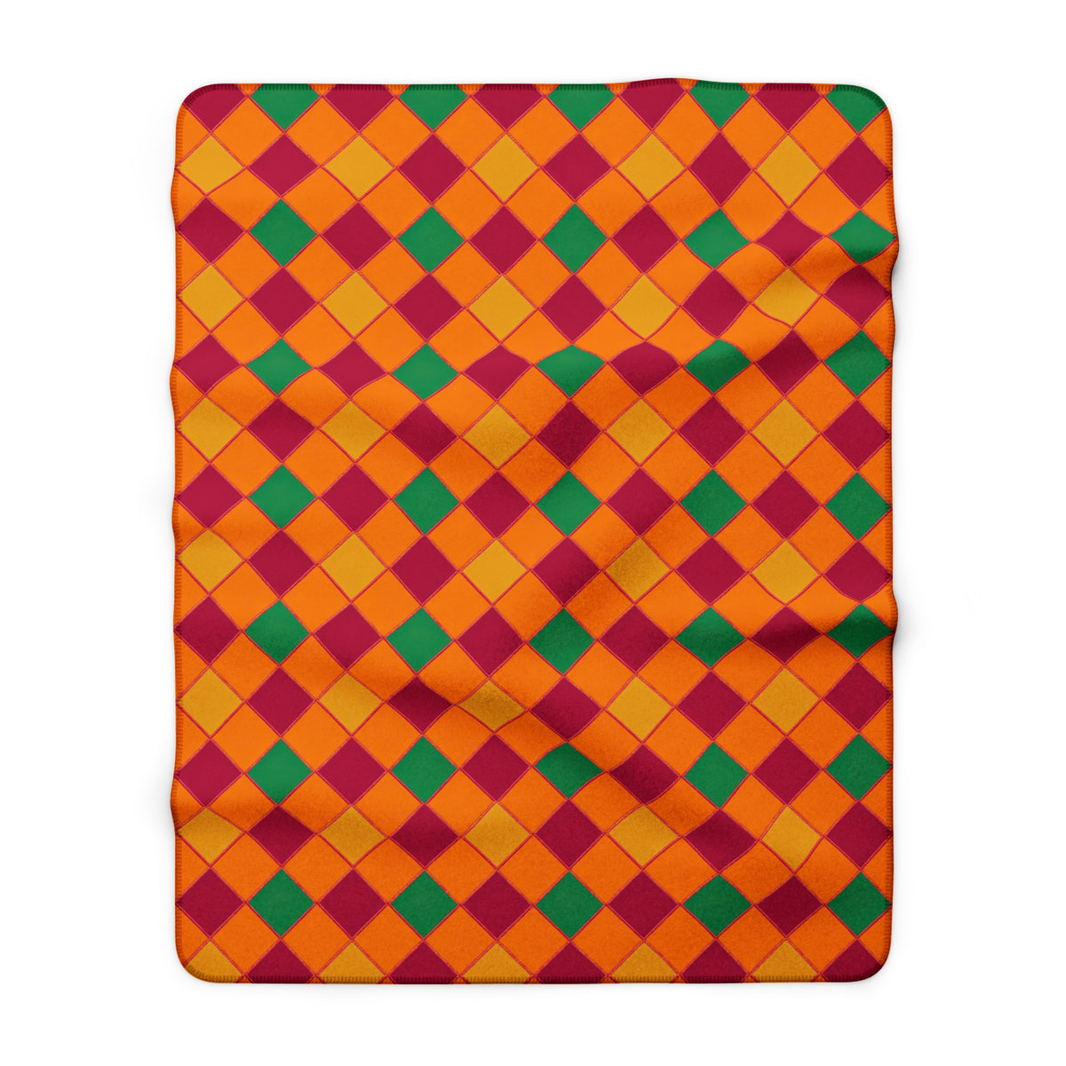 Jewel Harlequin Check Sherpa Fleece Blanket – Cranberry Spice