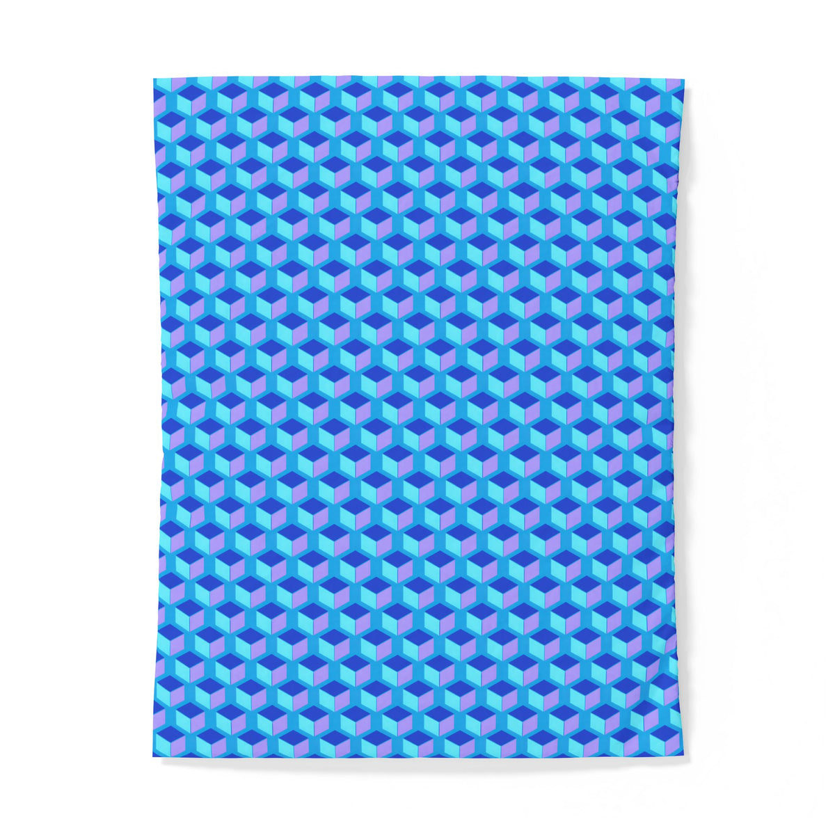 Giant Faceted Cubes II Cotton Duvet Cover – Ice Jewel