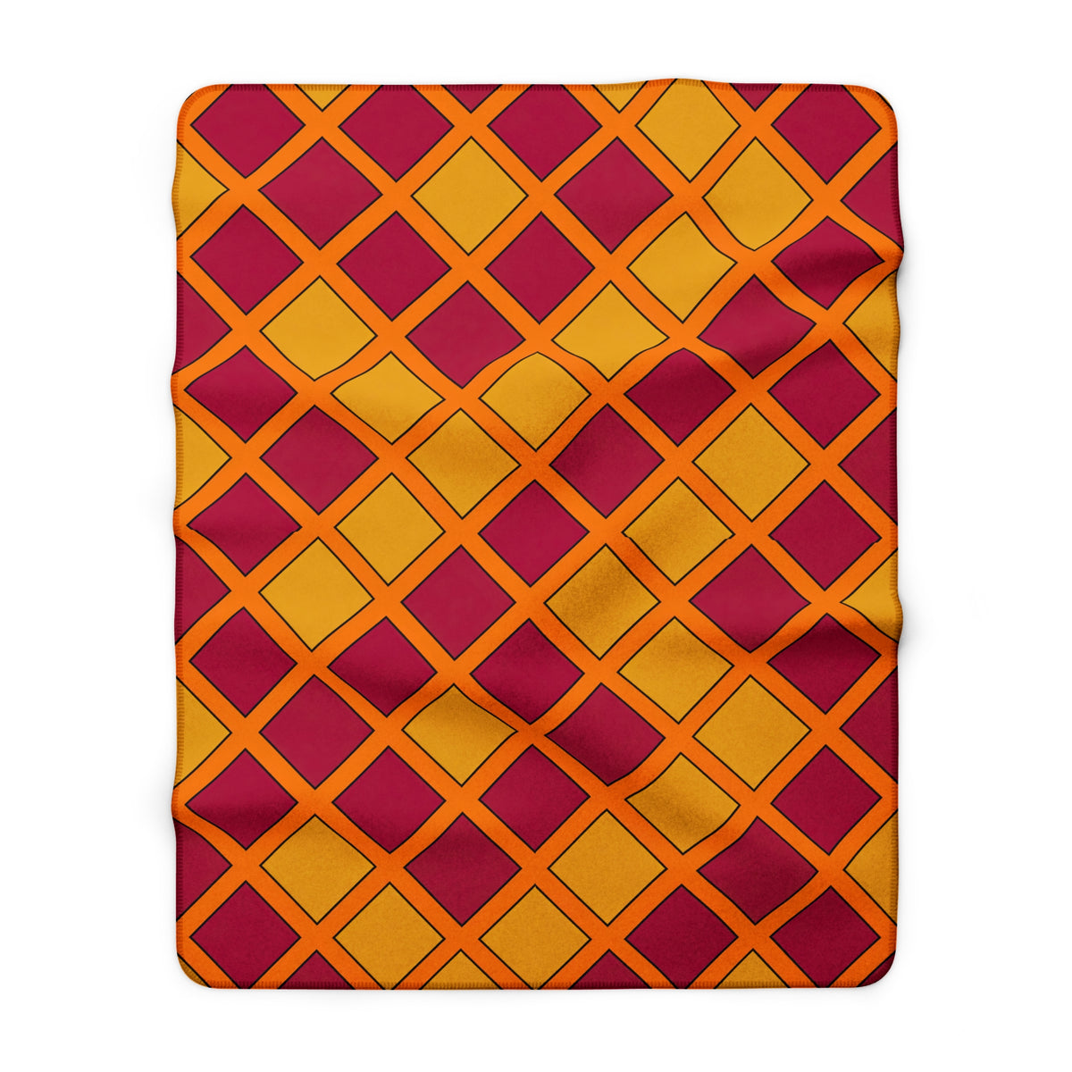 Harlequin Gold Grid Sherpa Fleece Blanket – Cranberry Spice