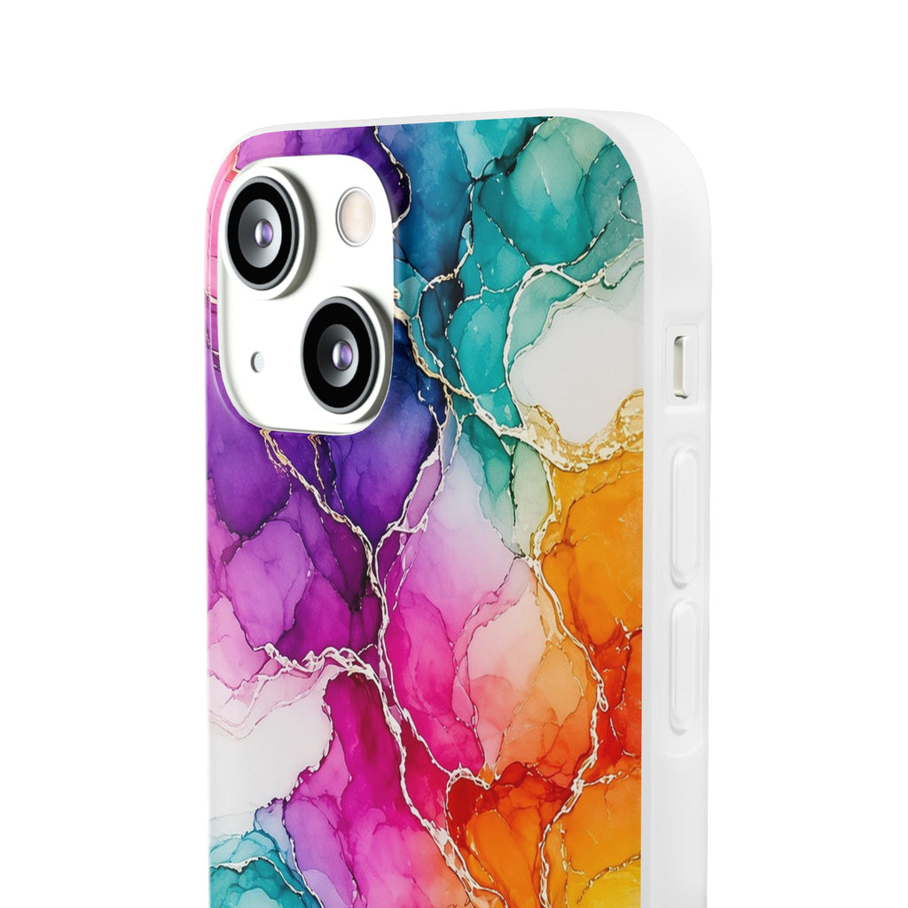 Rainbow Alcohol Ink Bloom Flexi Phone Case