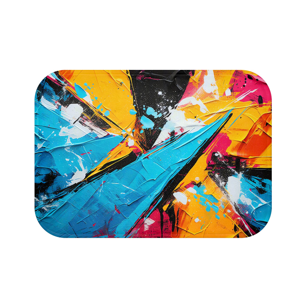 Shattered Blue Burst Bath Mat – Bold Abstract Art