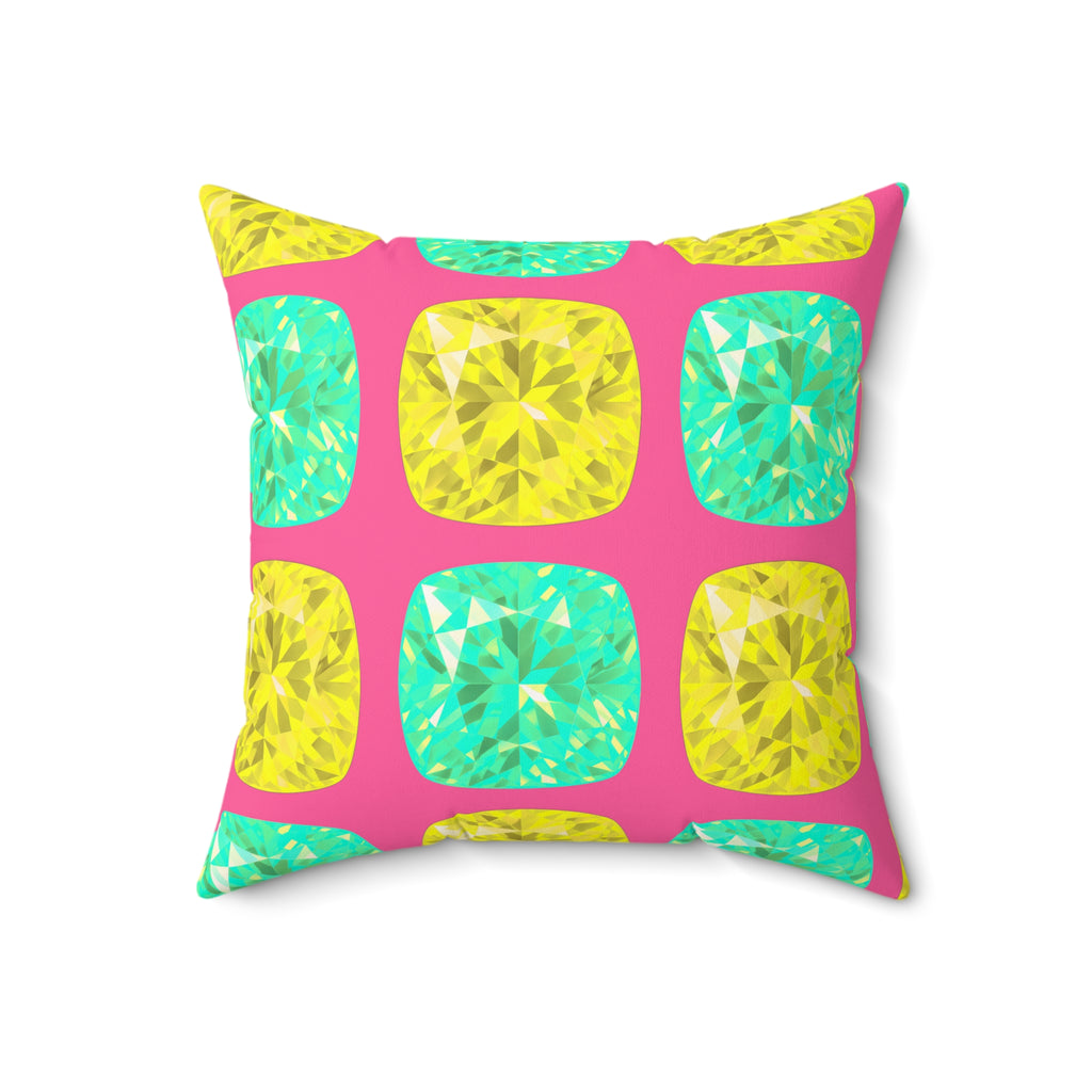 Giant Cut Gem Grid Faux Suede Cushion – Candy Christmas