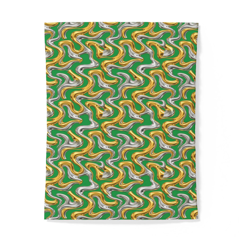 Broad Melting Gold Ribbons Cotton Duvet Cover – Liquid Chrome Pattern
