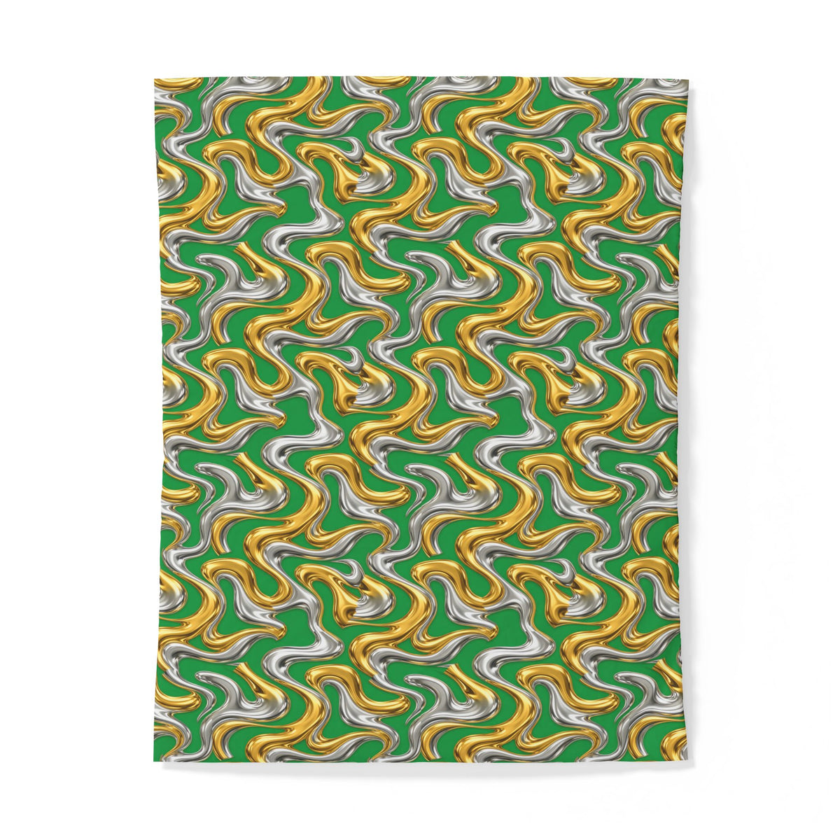 Broad Melting Gold Ribbons Cotton Duvet Cover – Liquid Chrome Pattern
