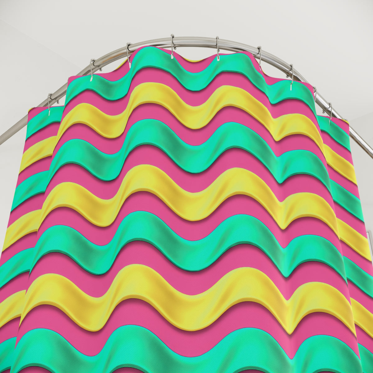 Satin Wave Bands Shower Curtain – Candy Christmas