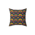 Deco Fan Scales Faux Suede Cushion – Art Deco Geometric Pattern