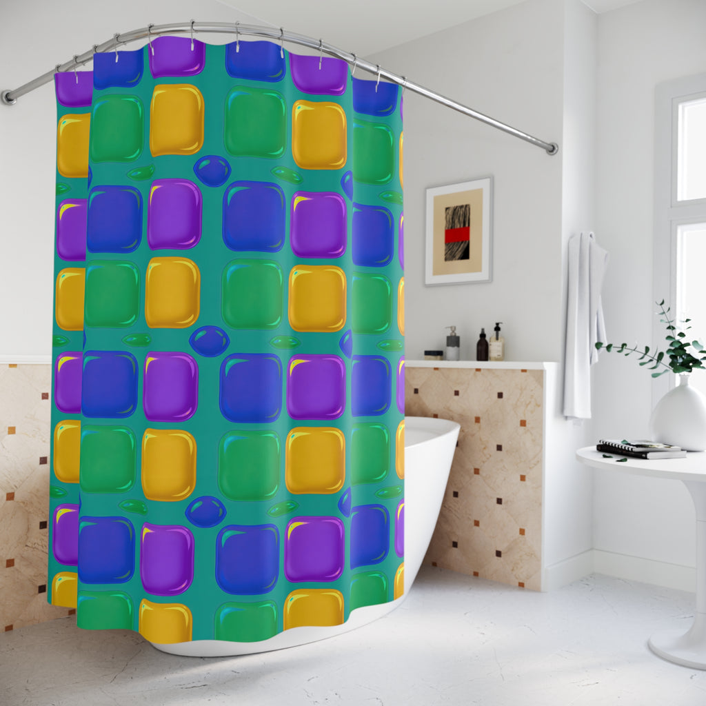 Giant Puffy Glass Cushions Shower Curtain – Peacock Jewel
