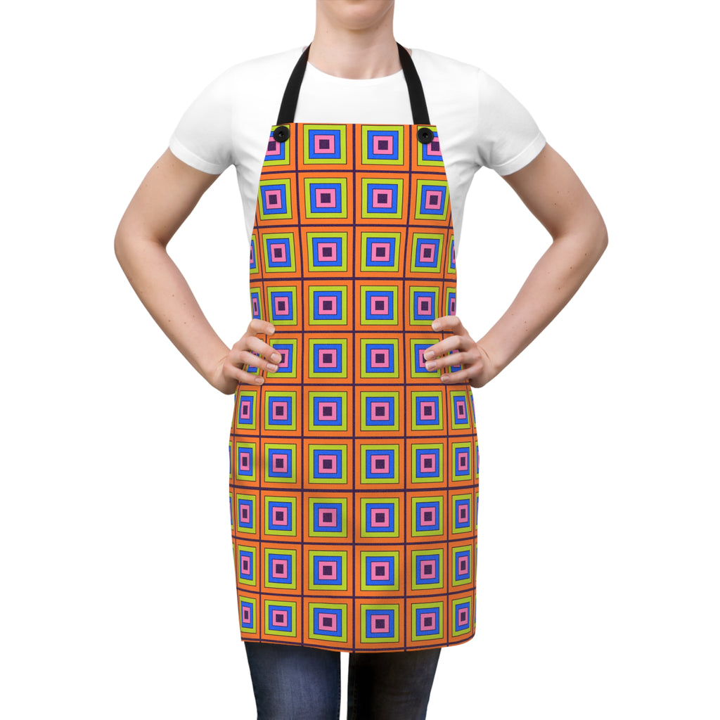Concentric Square Pop Apron – Op-Art Pattern