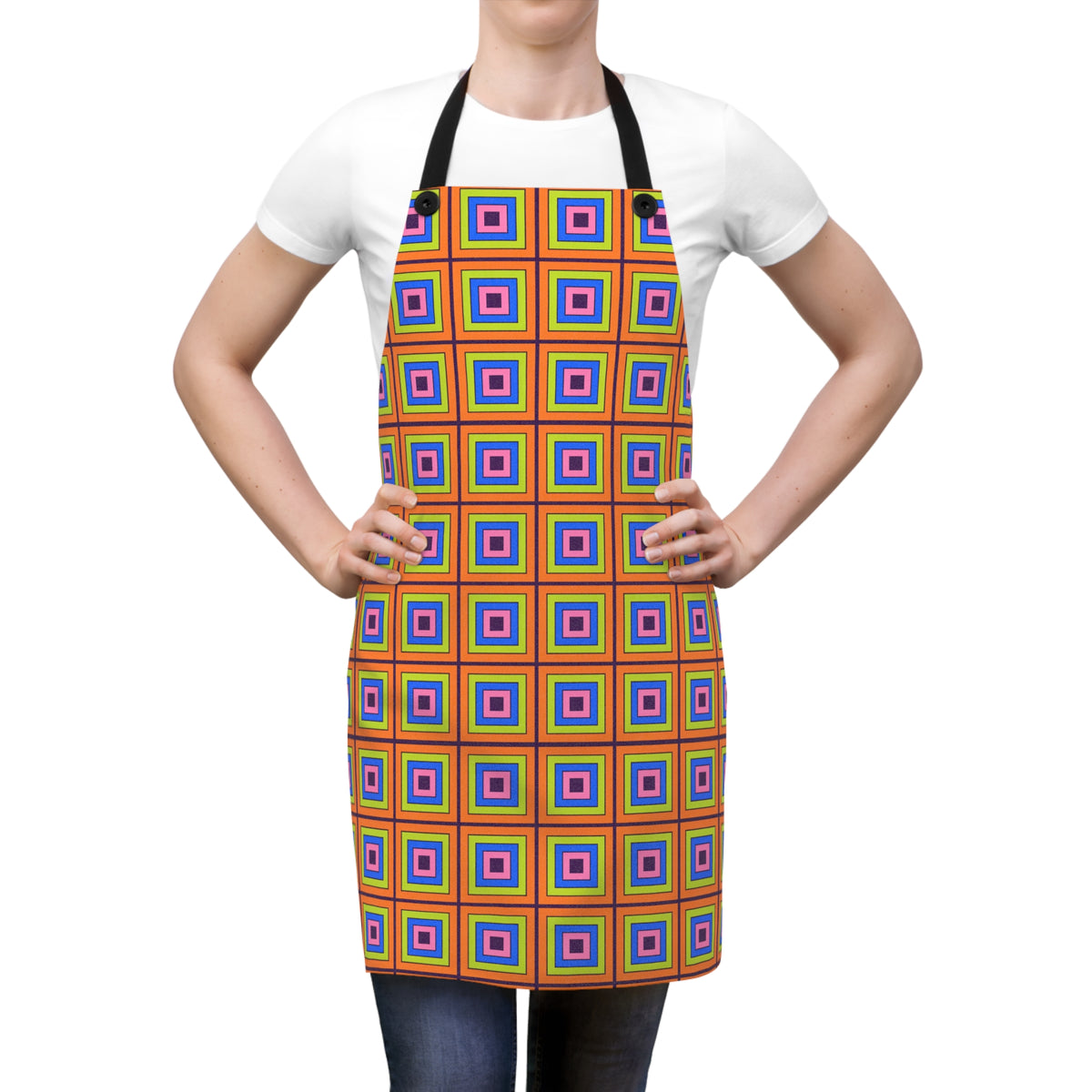Concentric Square Pop Apron – Op-Art Pattern