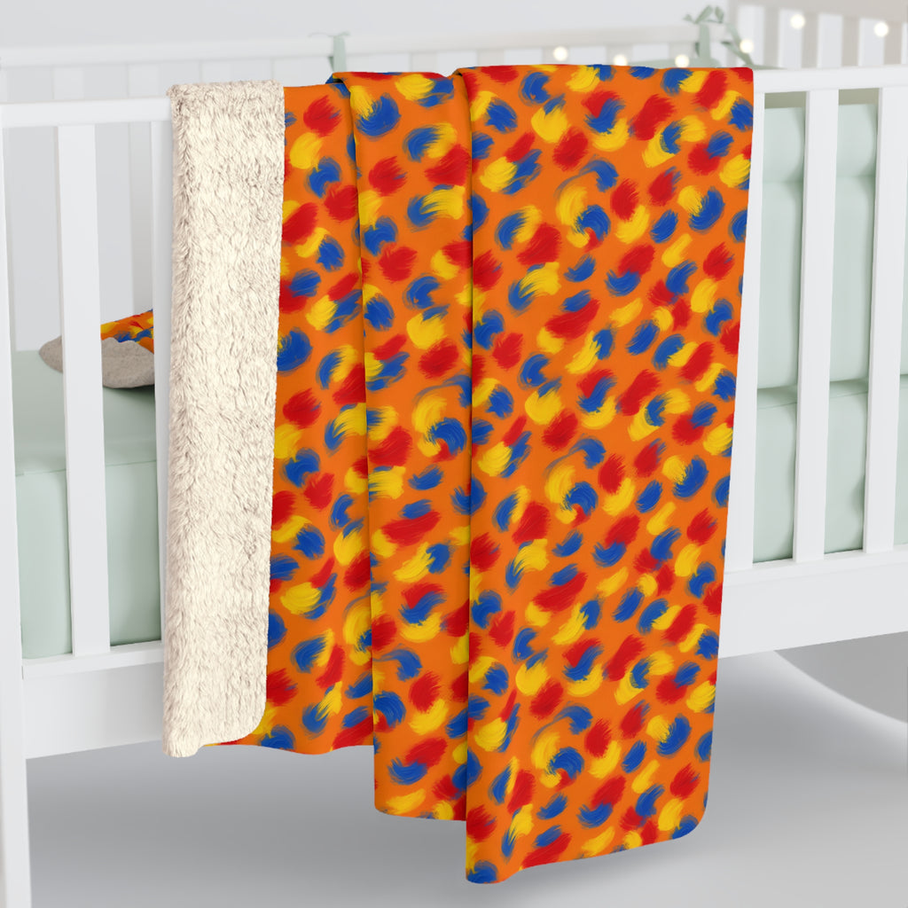 Wet Stroke Blends Sherpa Fleece Blanket – Expressionist Brushstroke Abstract Pattern