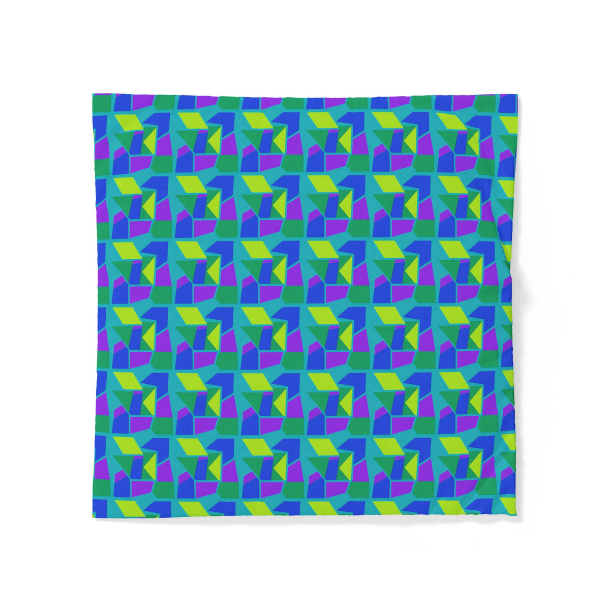 Cubist Block Quilt Cotton Duvet Cover – Peacock Jewel