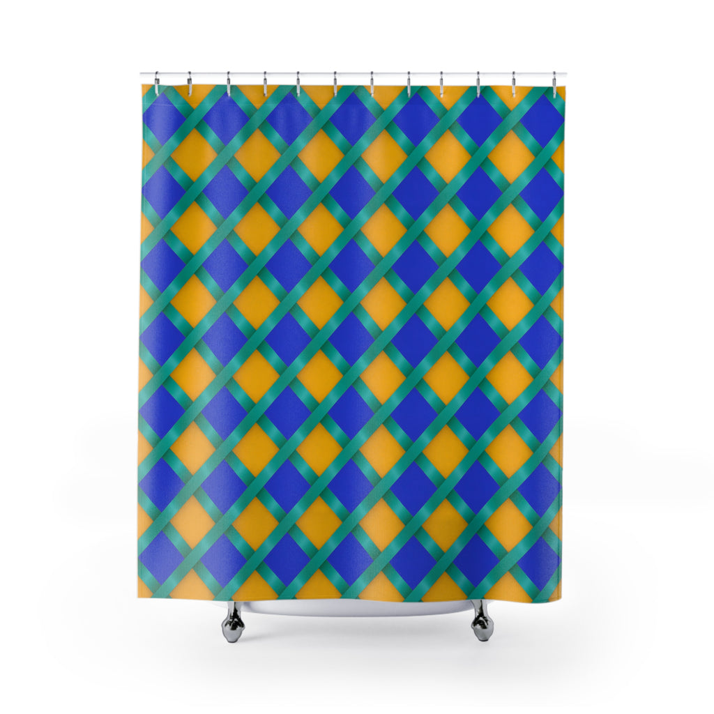 Broad Gold Diamond Trellis Shower Curtain – Peacock Jewel