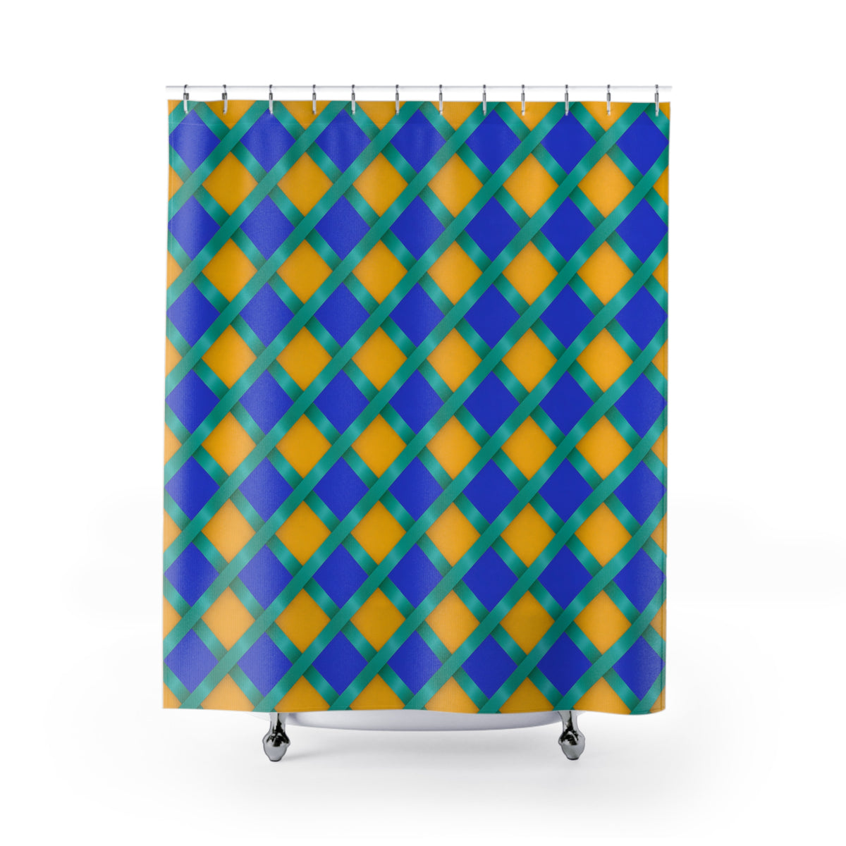 Broad Gold Diamond Trellis Shower Curtain – Peacock Jewel