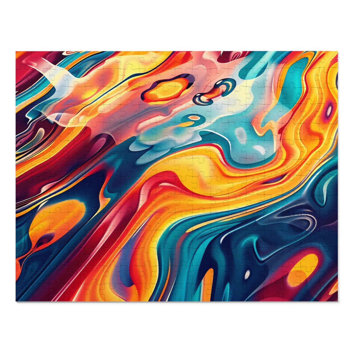 Liquid Rainbow Swirl Jigsaw Puzzle with Tin – Psychedelic Fluid Art