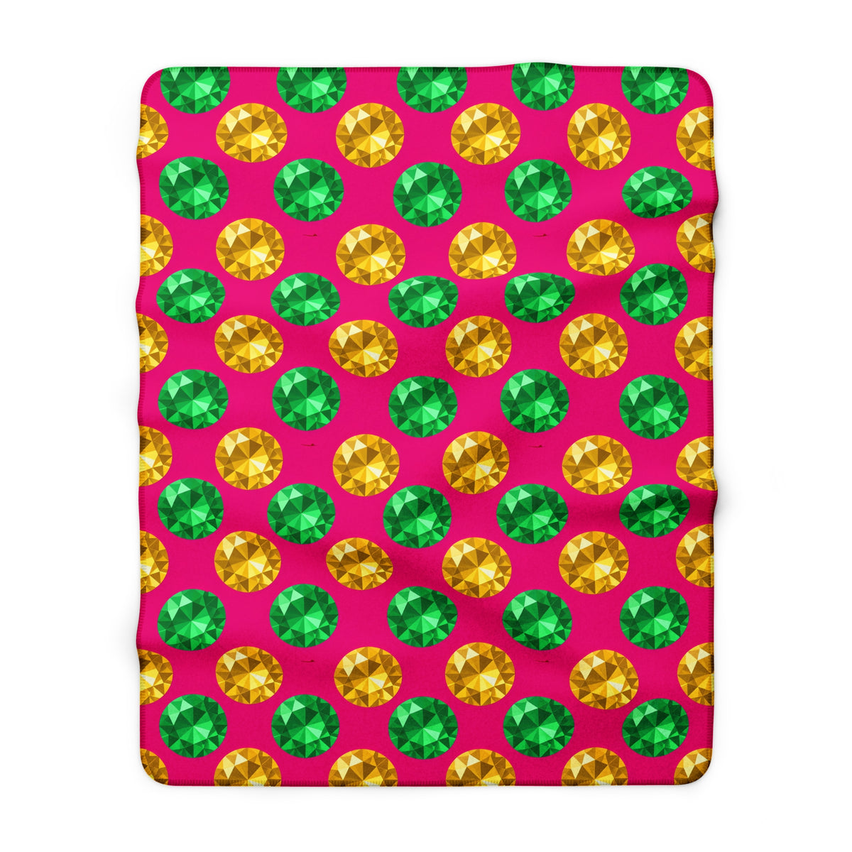 Half-Drop Gem Grid Sherpa Fleece Blanket – Faceted Gem Geometric Pattern