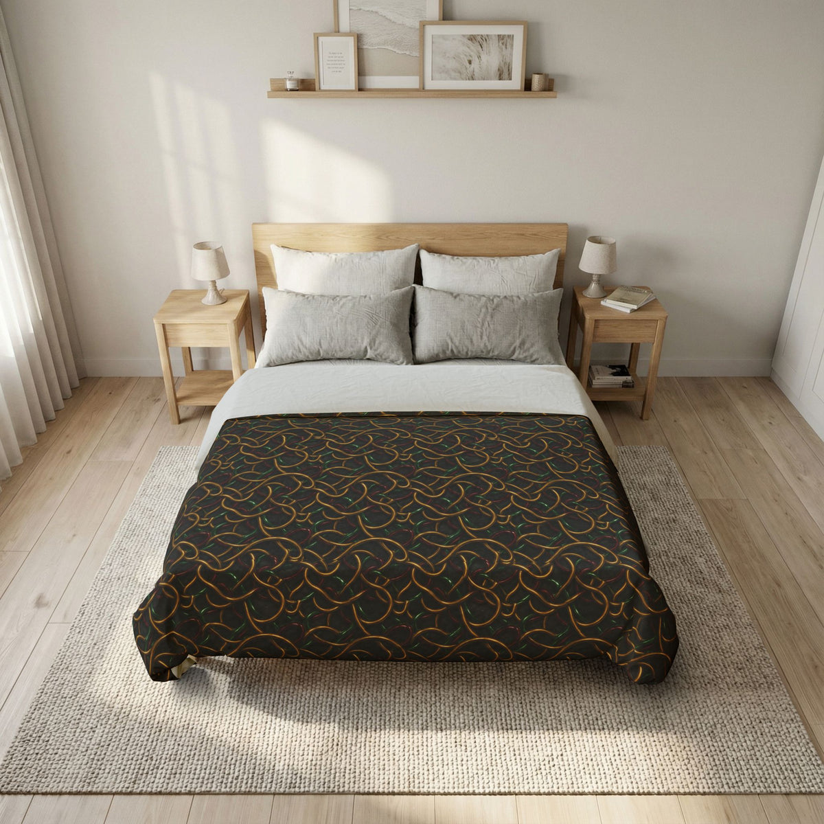 Jewel Metal Weave Cotton Duvet Cover – Holographic-Look Metal Pattern