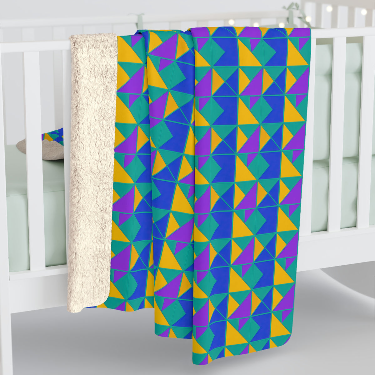 Jewel Block Quilt Sherpa Fleece Blanket – Peacock Jewel