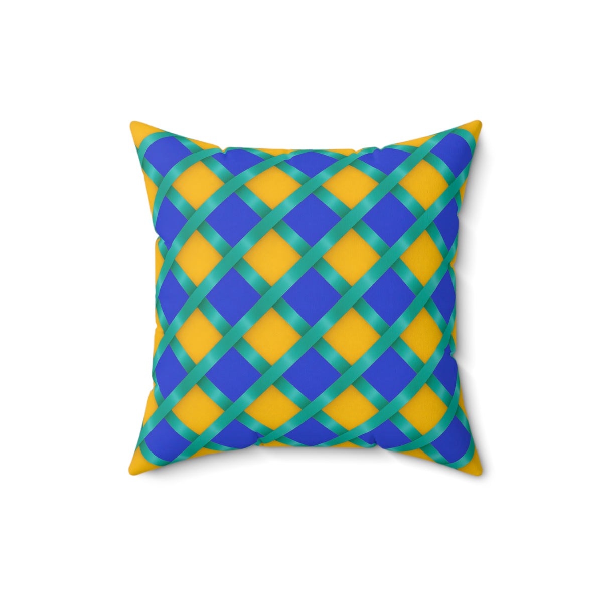 Broad Gold Diamond Trellis Faux Suede Cushion – Peacock Jewel
