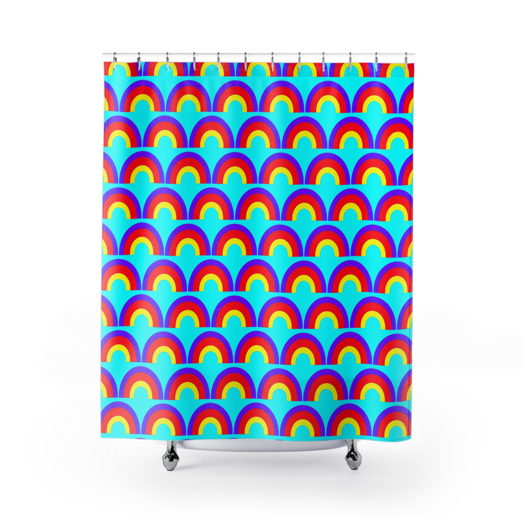 Chromatic Scallop Ripple Shower Curtain – Op-Art Scallops Pattern