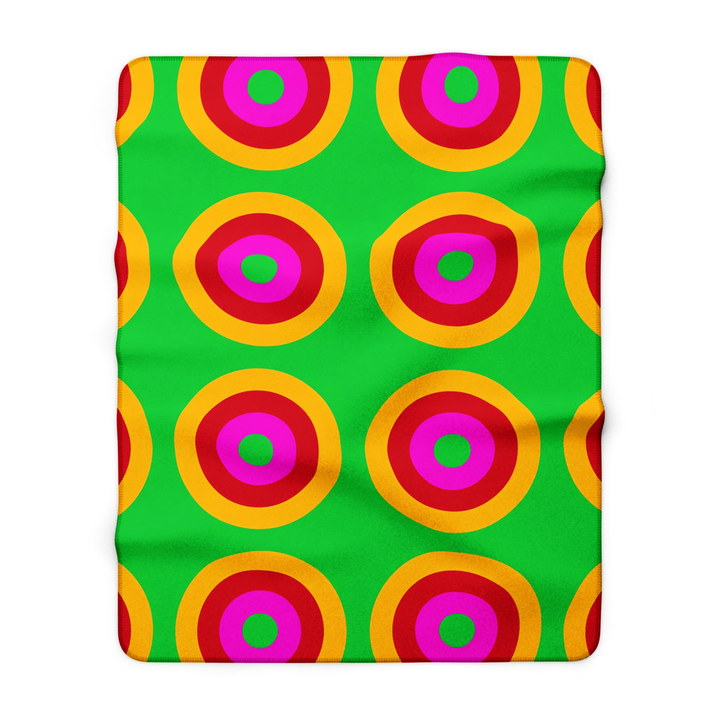 Giant Op-Art Jewel Rings Sherpa Fleece Blanket – Op-Art Concentric Circles Pattern