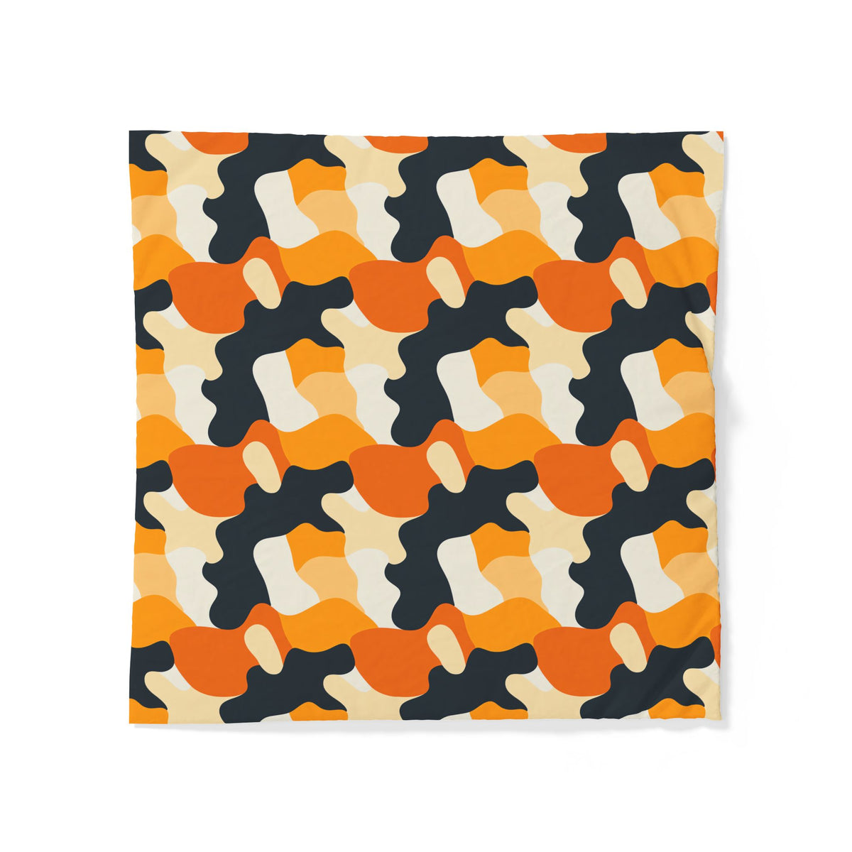 Orange Blob Camo Cotton Duvet Cover – Abstract Shapes Pattern