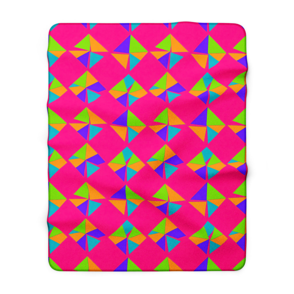Stacked Cubist Prisms Sherpa Fleece Blanket – Tropical Punch
