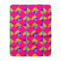 Stacked Cubist Prisms Sherpa Fleece Blanket – Tropical Punch