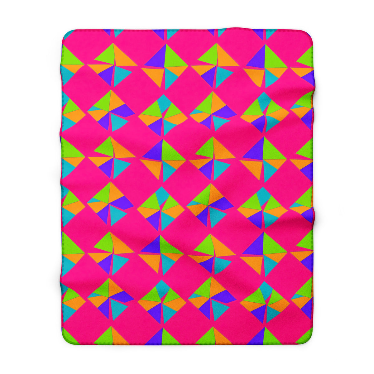 Stacked Cubist Prisms Sherpa Fleece Blanket – Tropical Punch