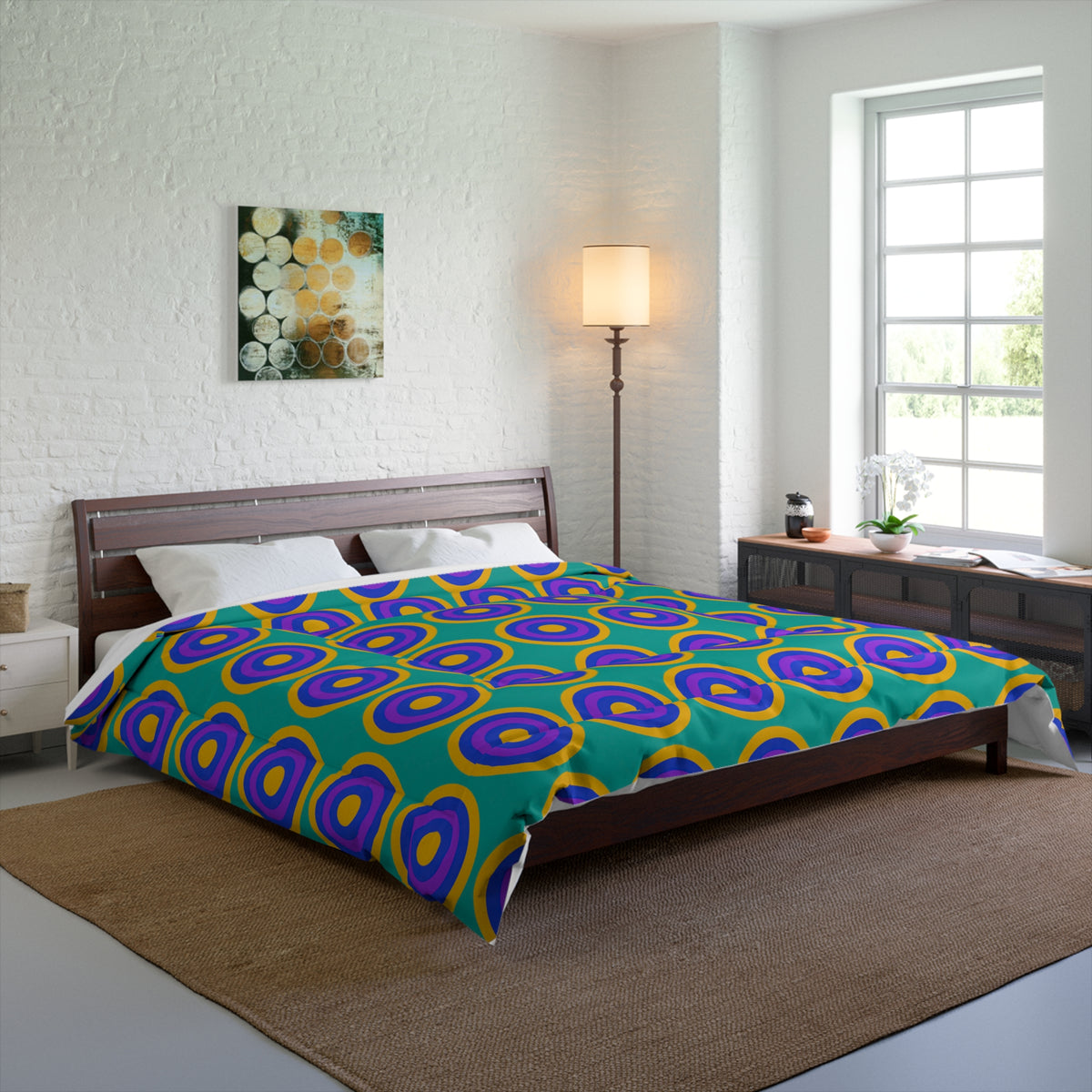 Mega Ring Grid Comforter – Peacock Jewel
