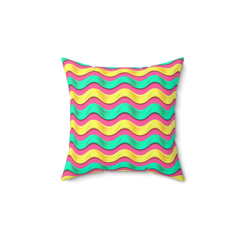 Satin Wave Bands Faux Suede Cushion – Candy Christmas