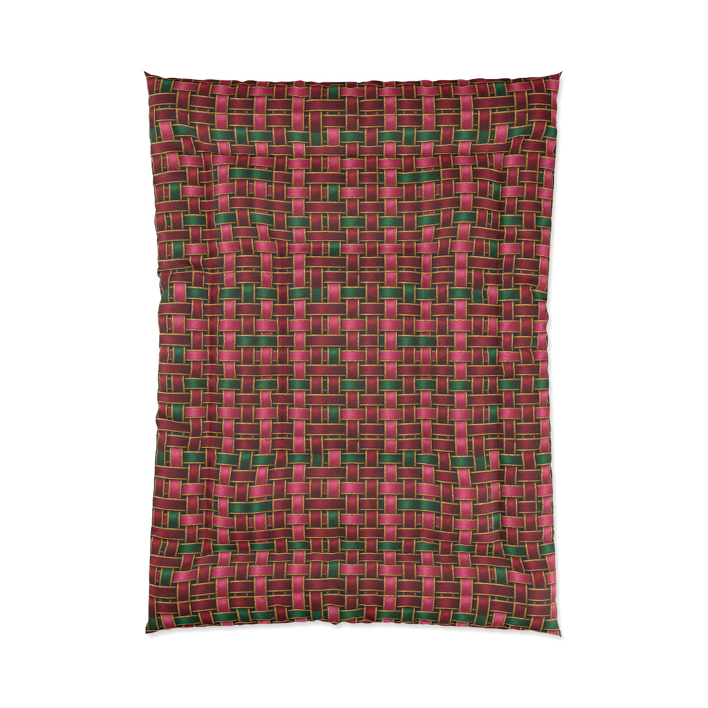 Ribbon Weave Comforter – Holographic-Look Geometric Pattern