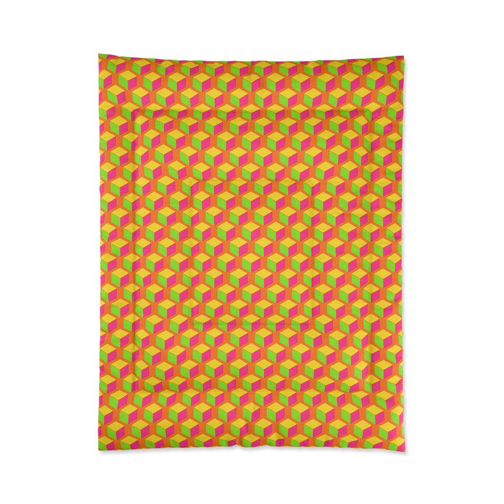 Giant Faceted Cubes II Comforter – Hot Citrus Festive