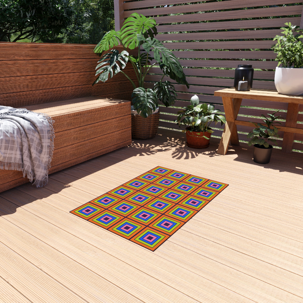 Concentric Square Pop Outdoor Rug – Op-Art Pattern