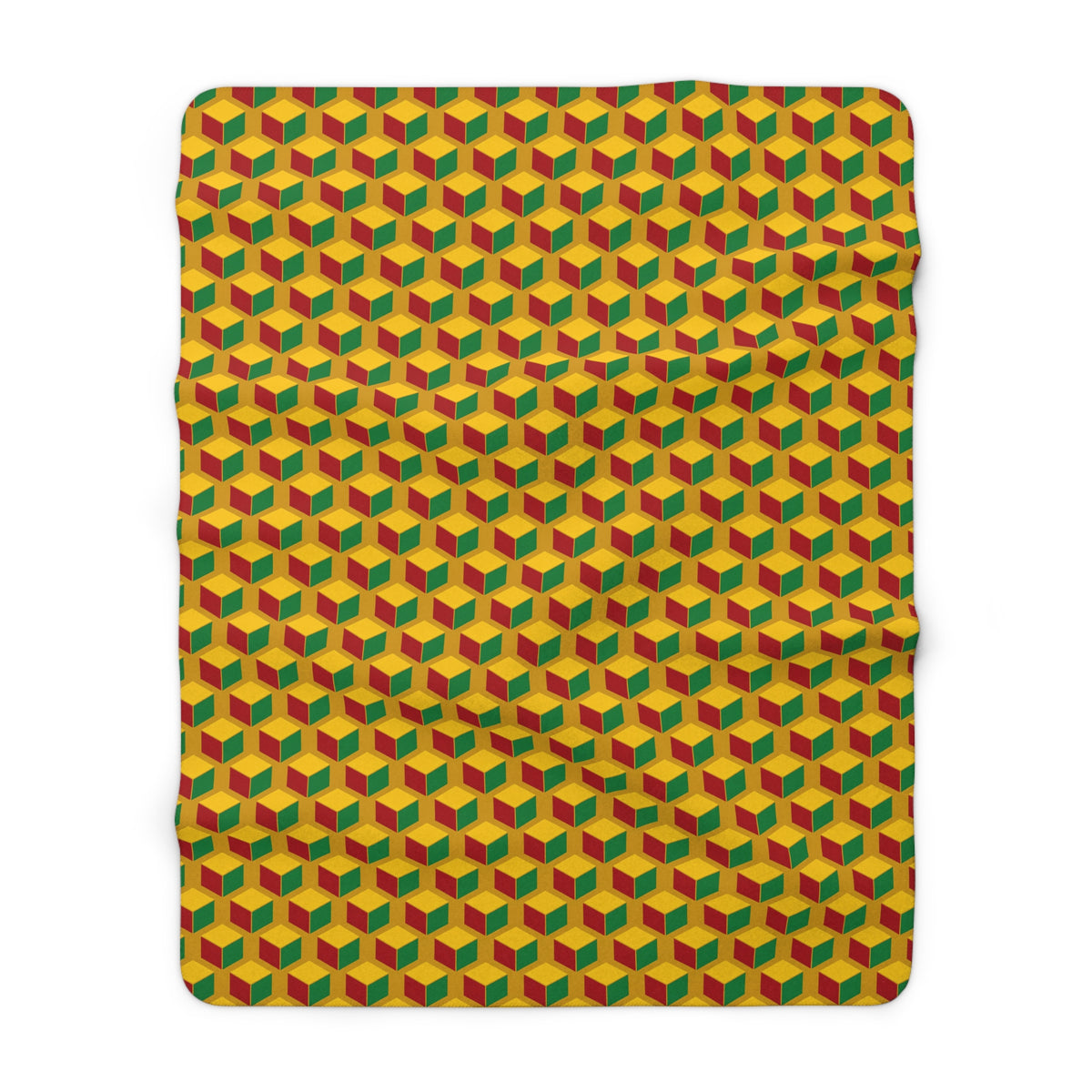 Giant Faceted Cubes II Sherpa Fleece Blanket – Isometric Op-Art Pattern