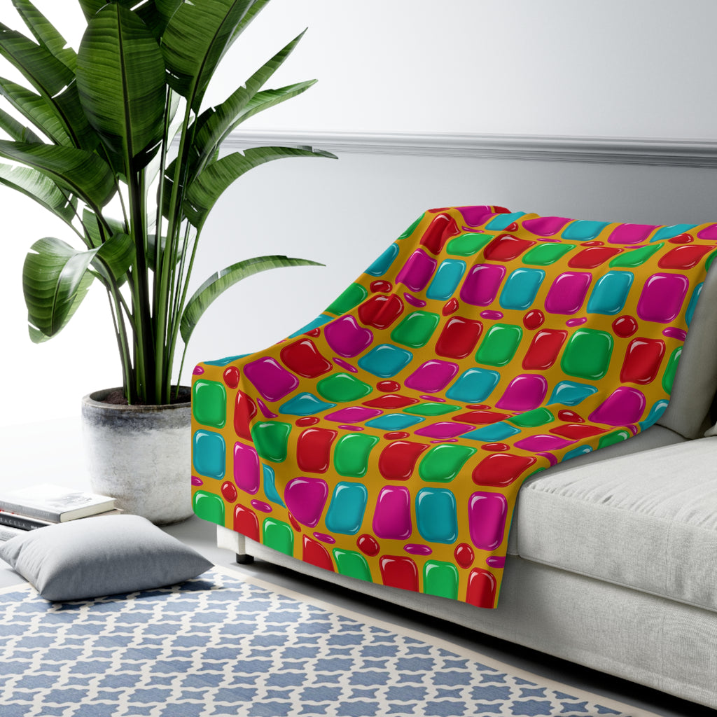 Giant Puffy Glass Cushions Sherpa Fleece Blanket – Glossy Candy Glass Pattern