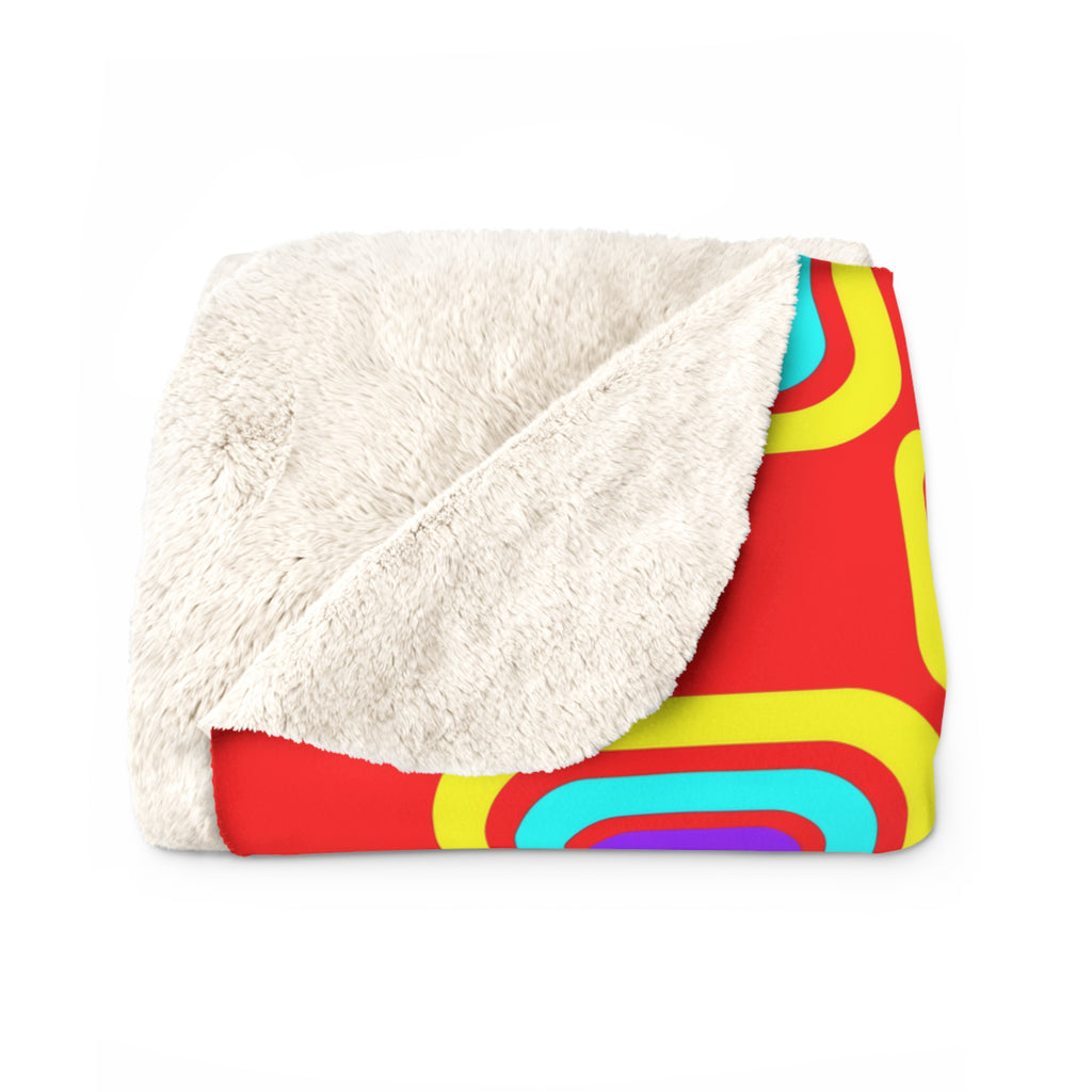 Big Ripple Squares Sherpa Fleece Blanket – Op-Art Concentric Squares Pattern