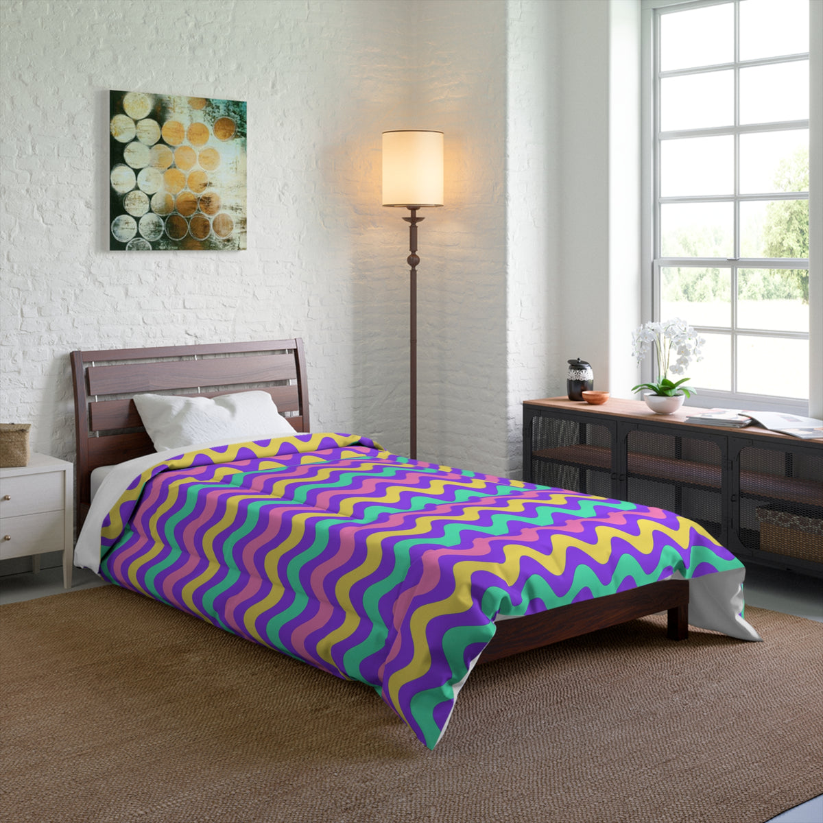 Big Ripple Chevrons Comforter – Candy Pastel on Grape